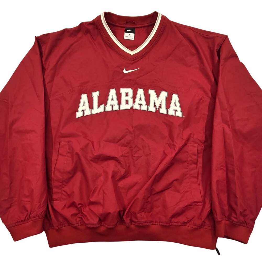Vintage 90s Nike Alabama Crimson Tide V-Neck Pullover Windbreaker Red Mens Large